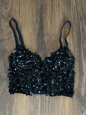 90s vintage DKNY beaded and sequin bustier top